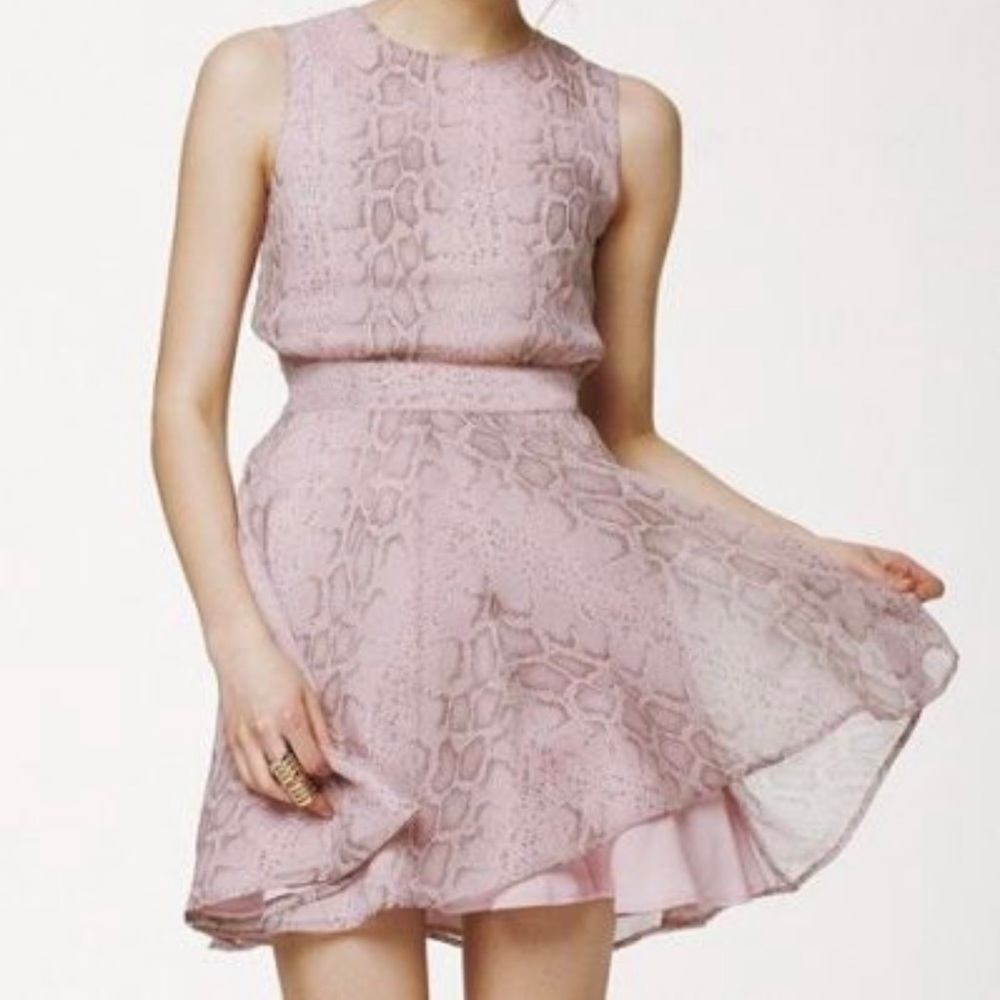 French Connection Pastel Python Snake Holiday Cocktail party print dress - Picture 3 of 6